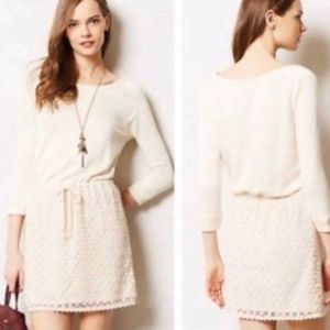 Anthropologie Saturday Sunday Cream Eyelet 1/2 Sleeve London Mini dress M